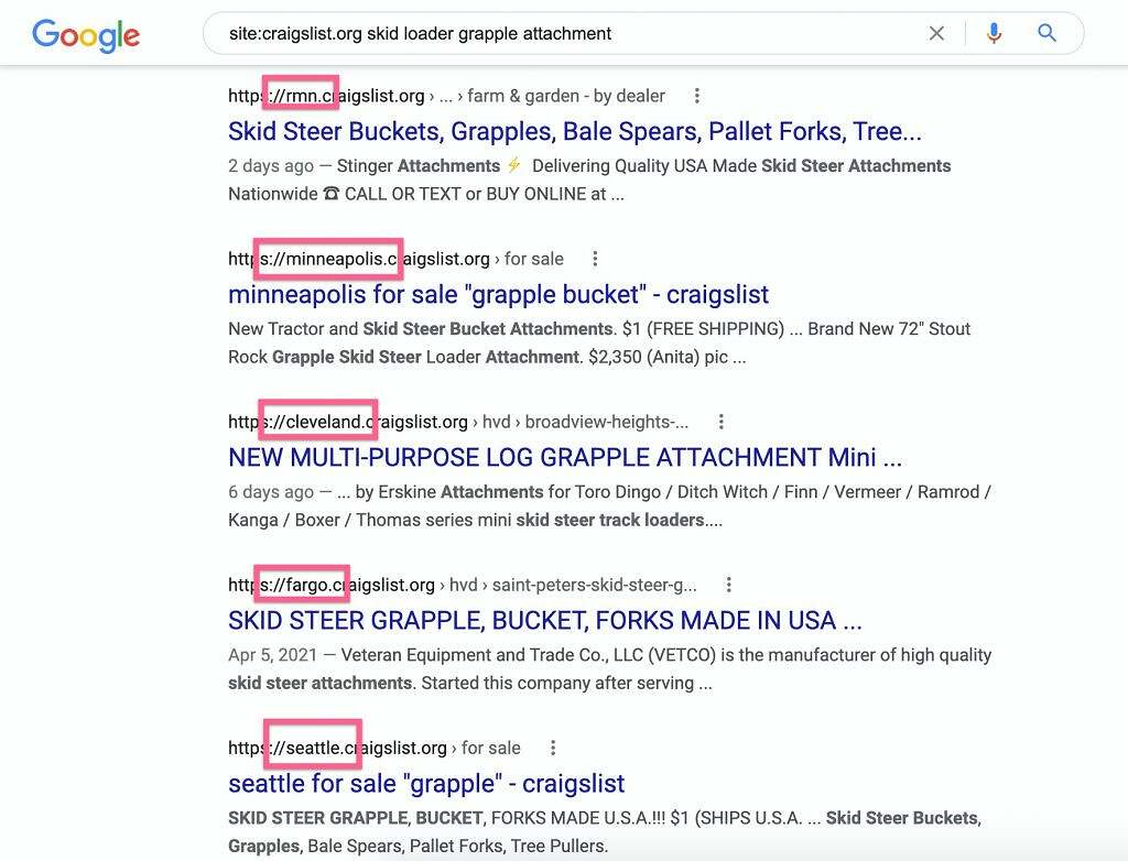 Using Google to search Craigslist